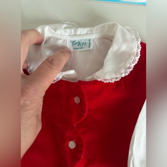Vintage Tiny Tots Red Velvet Long sleeve outfit - Picture 3 of 5
